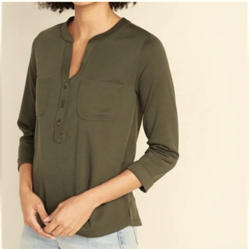 Olive Green Women's Relaxed Top